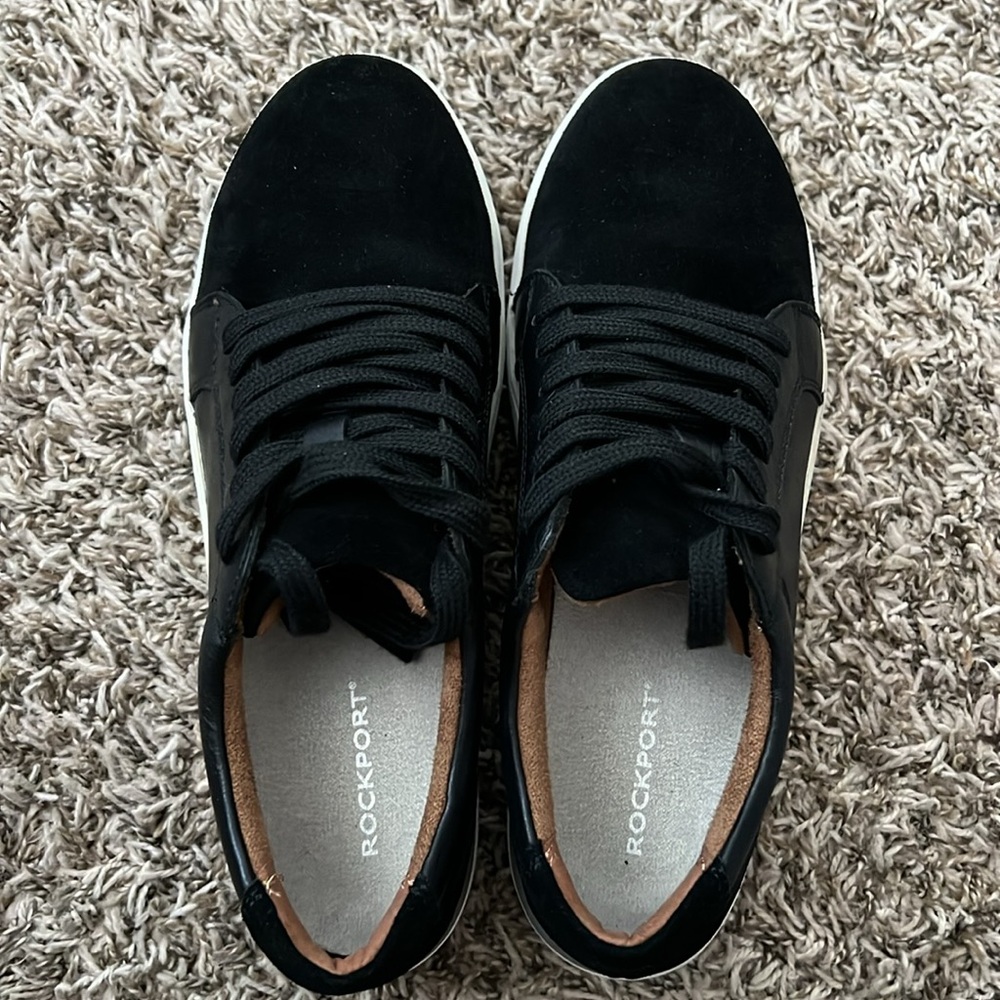 Rockport Black Suede Lace-Up Safety Toe Sneakers